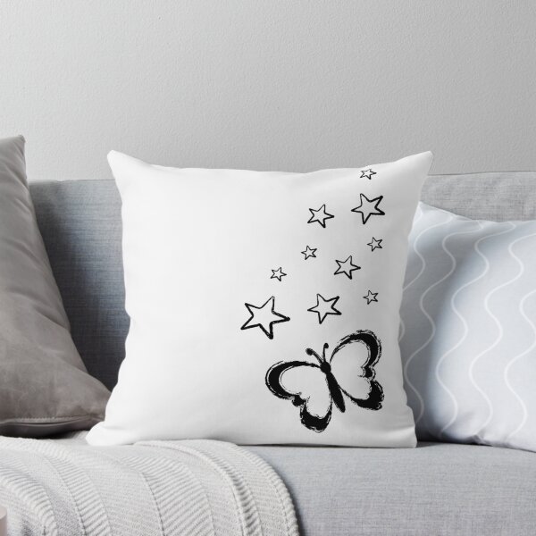 Aperçu de l'œuvre Étoiles et papillons noir et blanc créée et vendue par ranadigipaint.