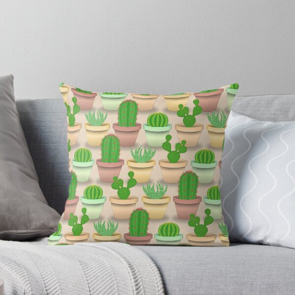 Item preview, Pattern of four types of cute cactuses in colorful pots designed and sold by CiniArt.