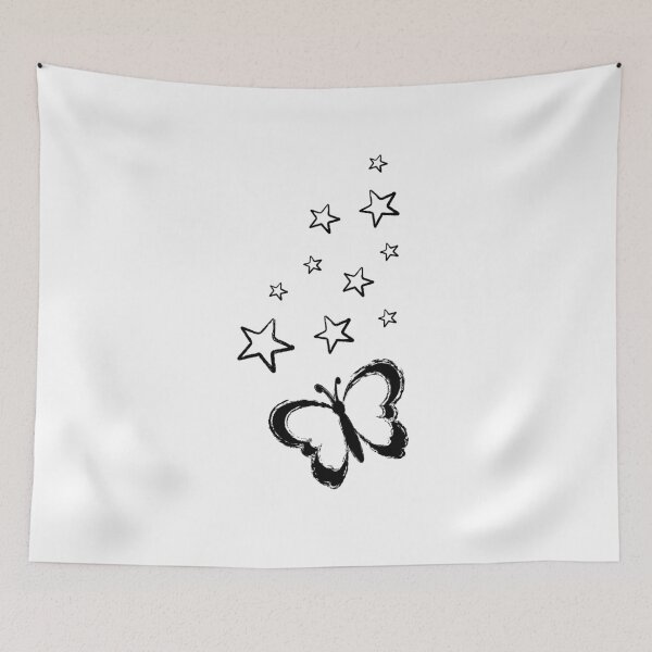 Item preview, Stars and Butterflies Black and White designed and sold by ranadigipaint.