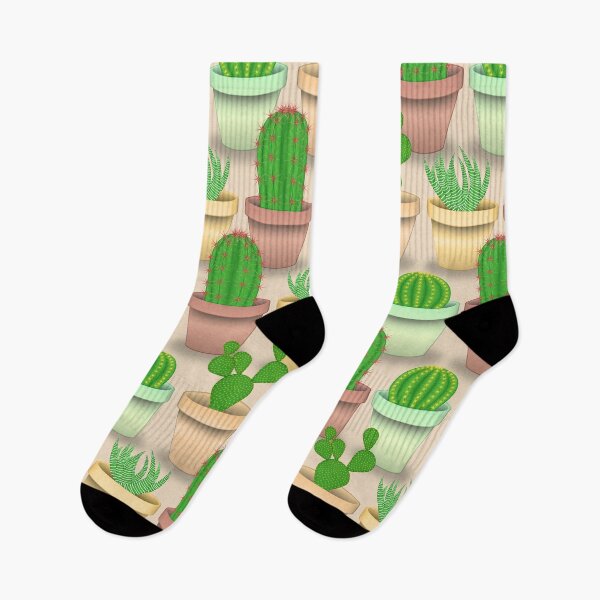 Item preview, Pattern of four types of cute cactuses in colorful pots designed and sold by CiniArt.