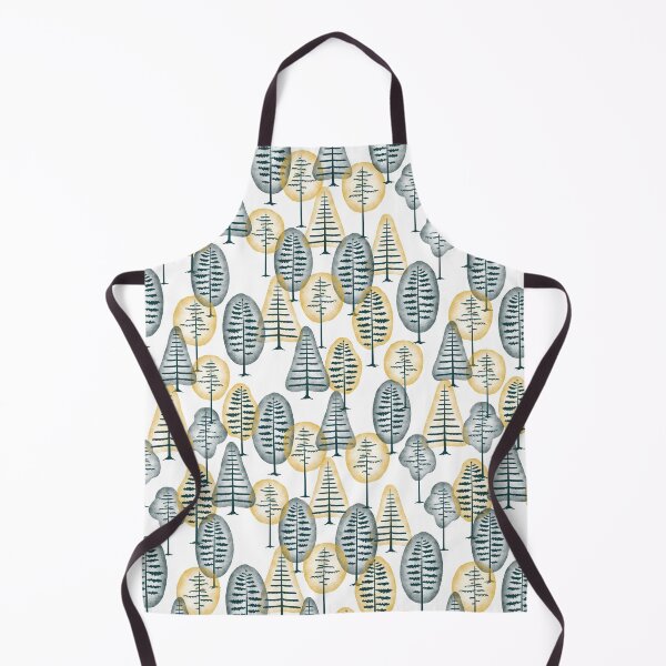 Item preview, Forest pattern - teal and yellow - watercolour forest art designed and sold by VDistractions.