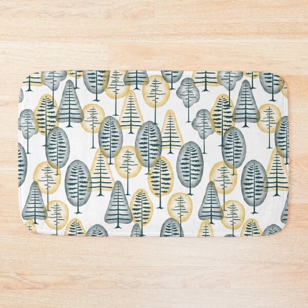 Item preview, Forest pattern - teal and yellow - watercolour forest art designed and sold by VDistractions.