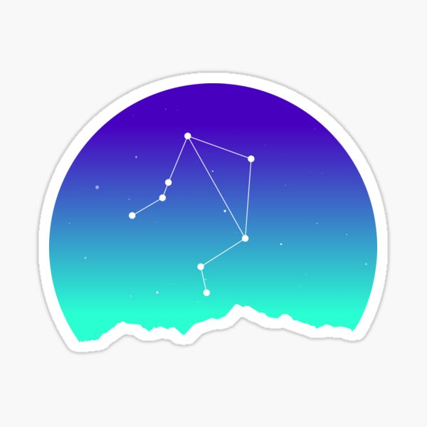 Libra Star Sign Astrology in Night Sky over Mountains Sticker