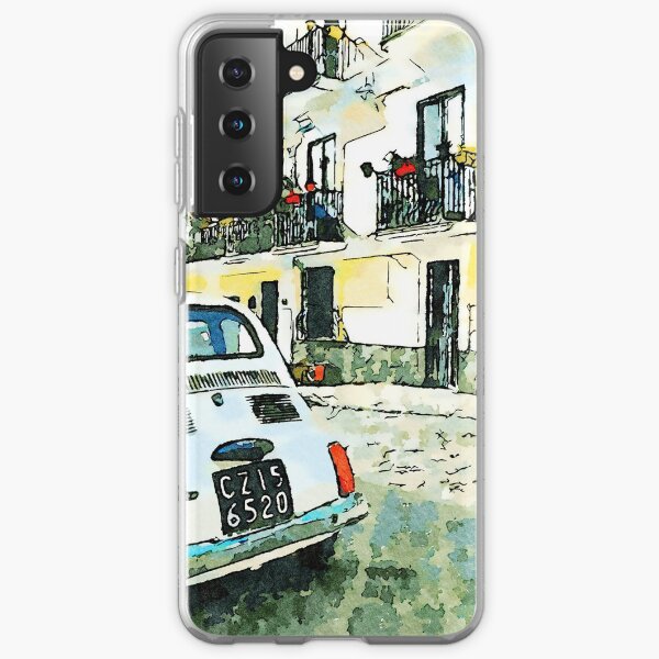 Pizzo Calabro: old car Fiat 500 parked in a street Samsung Galaxy Soft Case