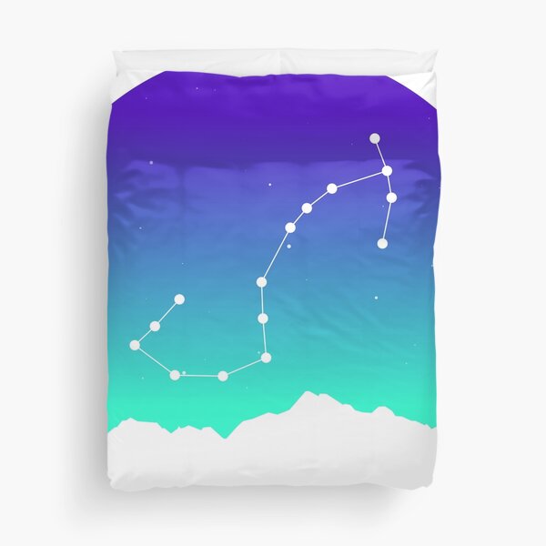 Scorpio Star Sign Astrology in Night Sky over Mountains Duvet Cover
