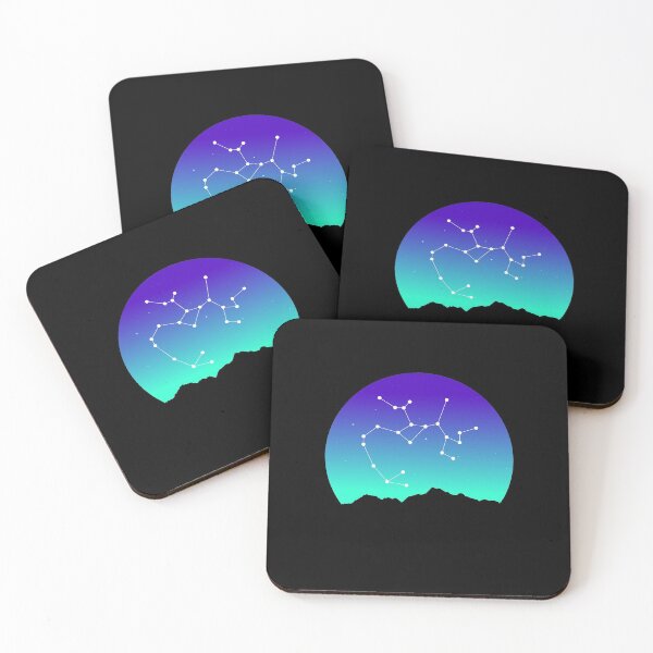 Sagittarius Star Sign Astrology in Night Sky over Mountains Coasters (Set of 4)