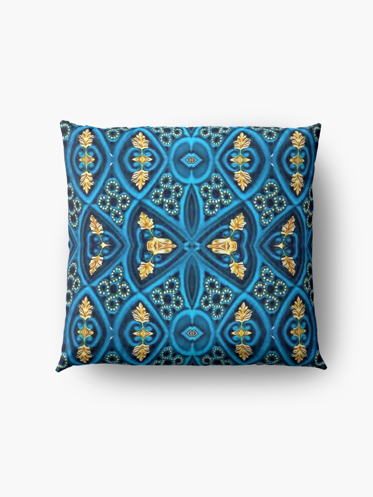 Alternate view of Asian Style Pattern Blue and Gold Floor Pillow