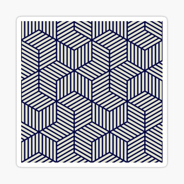 Black and White Isometric Cube Pattern Sticker