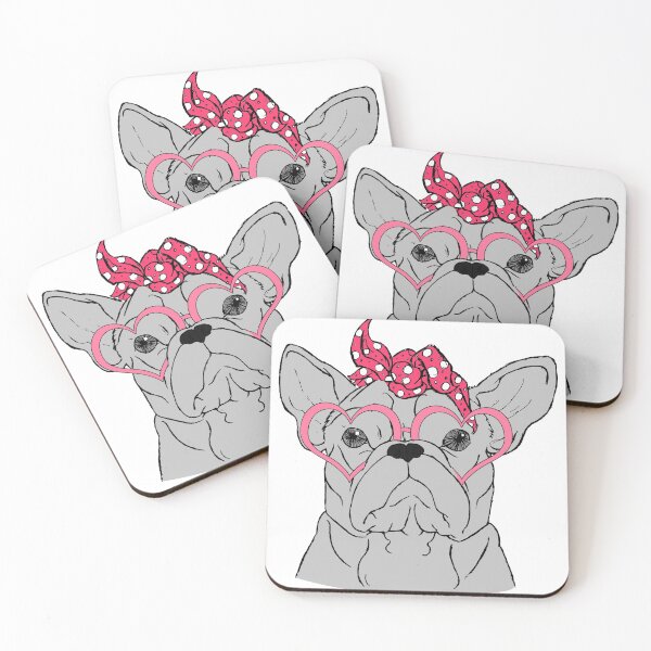 Artikelvorschau, Nette Bulldogge mit Bandana und Herz Brille entworfen und verkauft von Jelisandie.