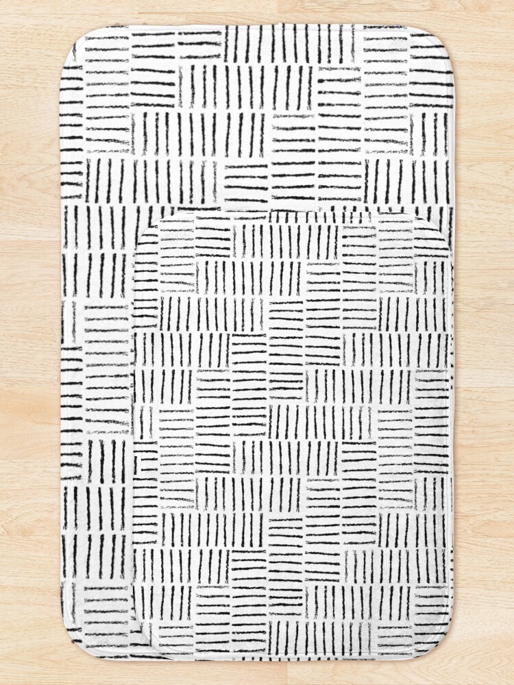 Thumbnail 5 of 6, Bath Mat, String Herringbone - Black on white designed and sold by crumpsticks.