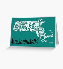 Massachusetts Typography Map Grußkarte