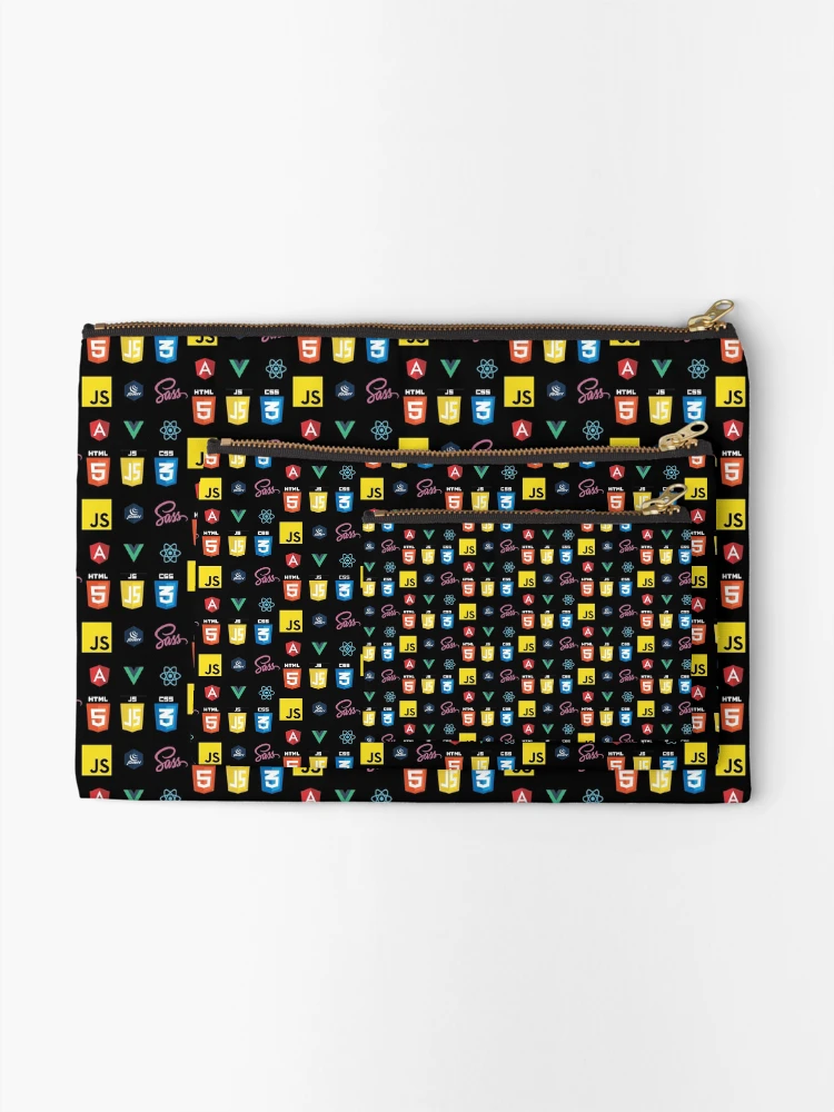 Thumbnail 2 of 4, Zipper Pouch, Black Frontend Developer Programming Language Design designed and sold by codingpotato.