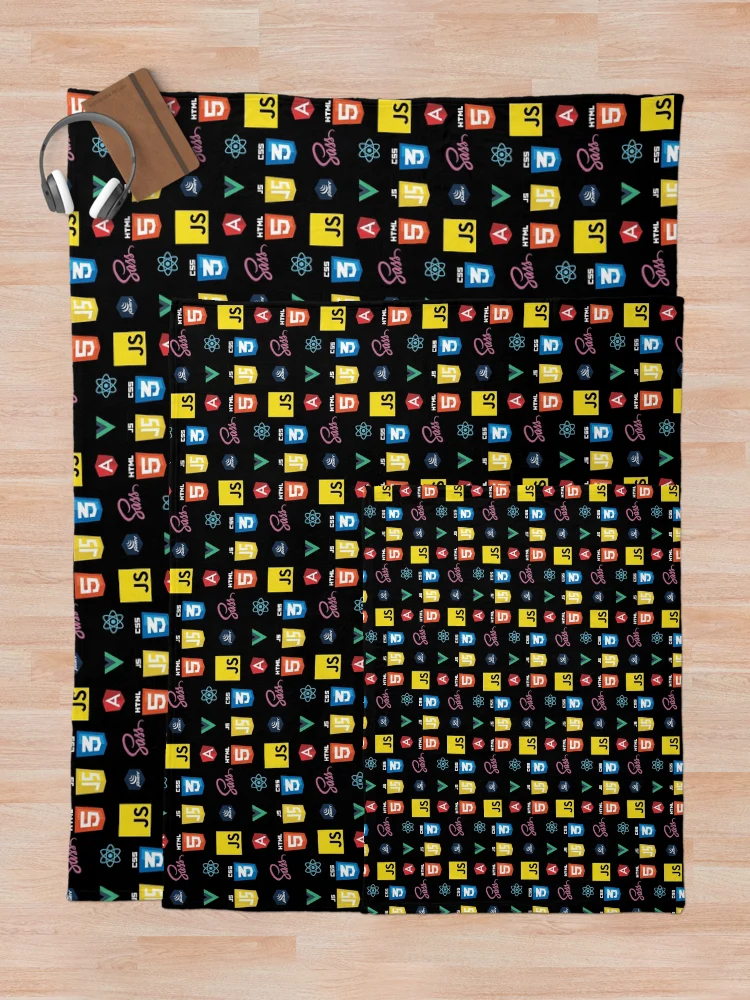 Thumbnail 5 of 6, Throw Blanket, Black Frontend Developer Programming Language Design designed and sold by codingpotato.