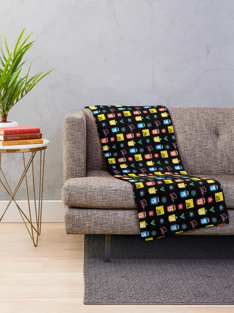 Thumbnail 2 of 6, Throw Blanket, Black Frontend Developer Programming Language Design designed and sold by codingpotato.
