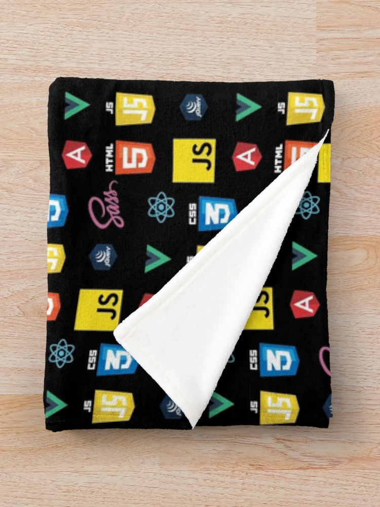 Thumbnail 3 of 6, Throw Blanket, Black Frontend Developer Programming Language Design designed and sold by codingpotato.