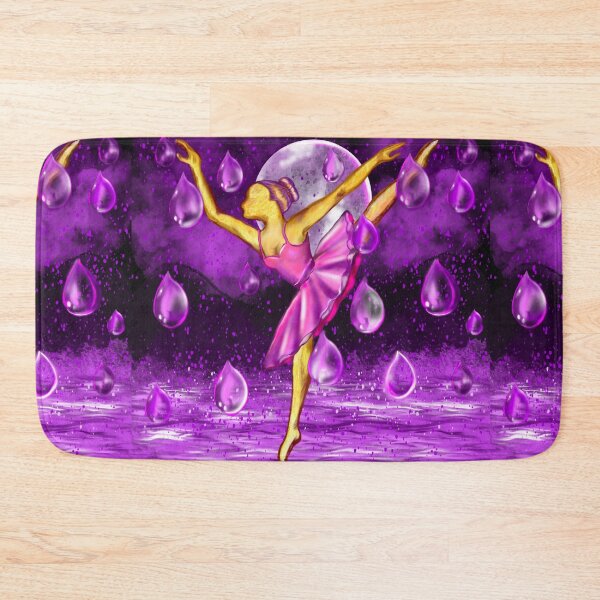 Item preview, Ballerina dancing by the Full moon in the purple rain, midnight landscape with raindrops falling into Water designed and sold by Artonmytee.