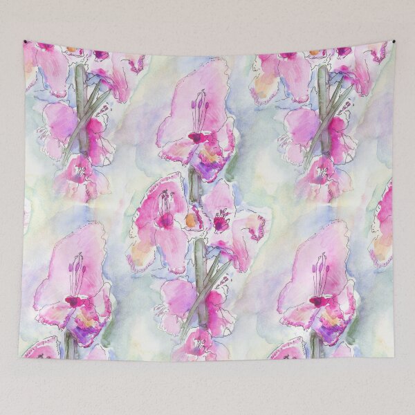 Item preview, Pink Gladioli Flowers in Watercolour designed and sold by Clare Walker.