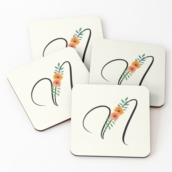 Item preview, N Floral Monogram with Anemones | Letter N designed and sold by louellawanders.