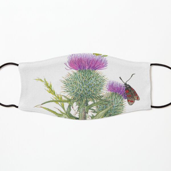 Scottish Spear Thistle (watercolour on paper) Kids Mask