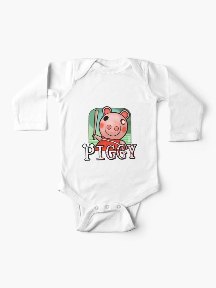 Piggy With Bat And Logo Roblox Baby One Piece By Elkevandecastee Redbubble - piggybank roblox