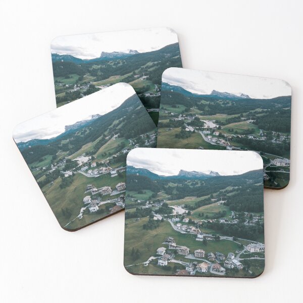Item preview, Drone view of green valley in Dolomites blue hour designed and sold by michieldros.