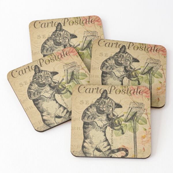Item preview, The Cat Had A Fiddle Vintage Postcard Carte Postale Shabby Chic Seasons designed and sold by WizardsWorld.