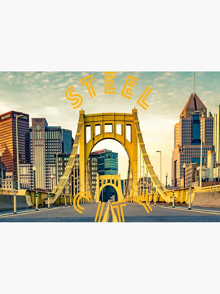 Pittsburgh City Skyline Bridge Photograph Shirts Stickers by rbaaronmattie