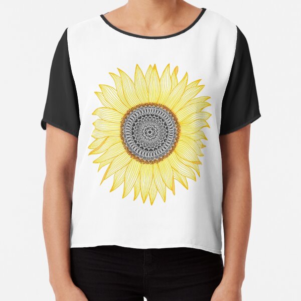 Golden Mandala Sunflower Chiffon Top