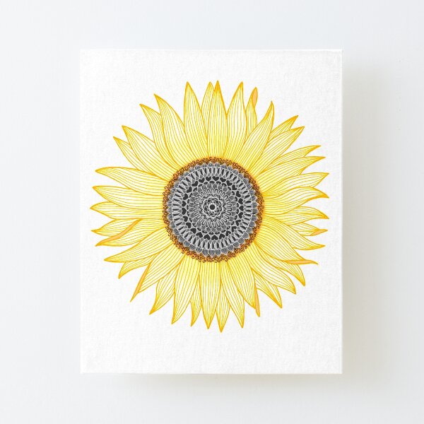 Golden Mandala Sunflower Canvas Mounted Print