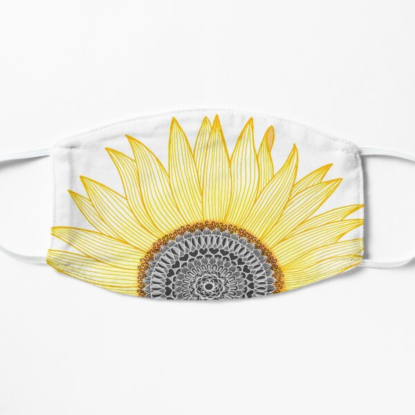Golden Mandala Sunflower Flat Mask