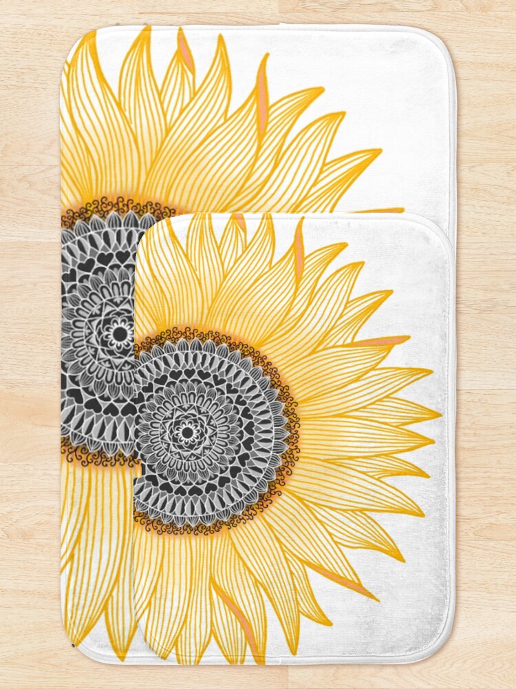 Alternate view of Golden Mandala Sunflower Bath Mat