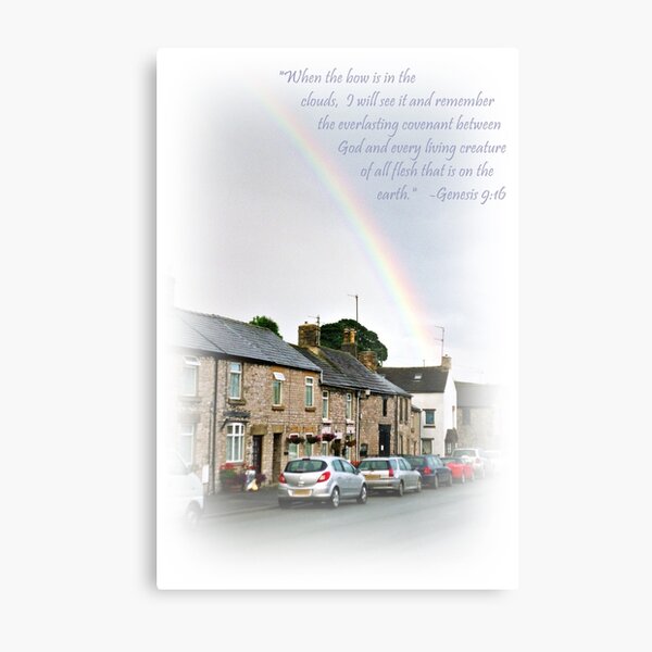 English Village Rainbow Genesis 9:16 Metal Print