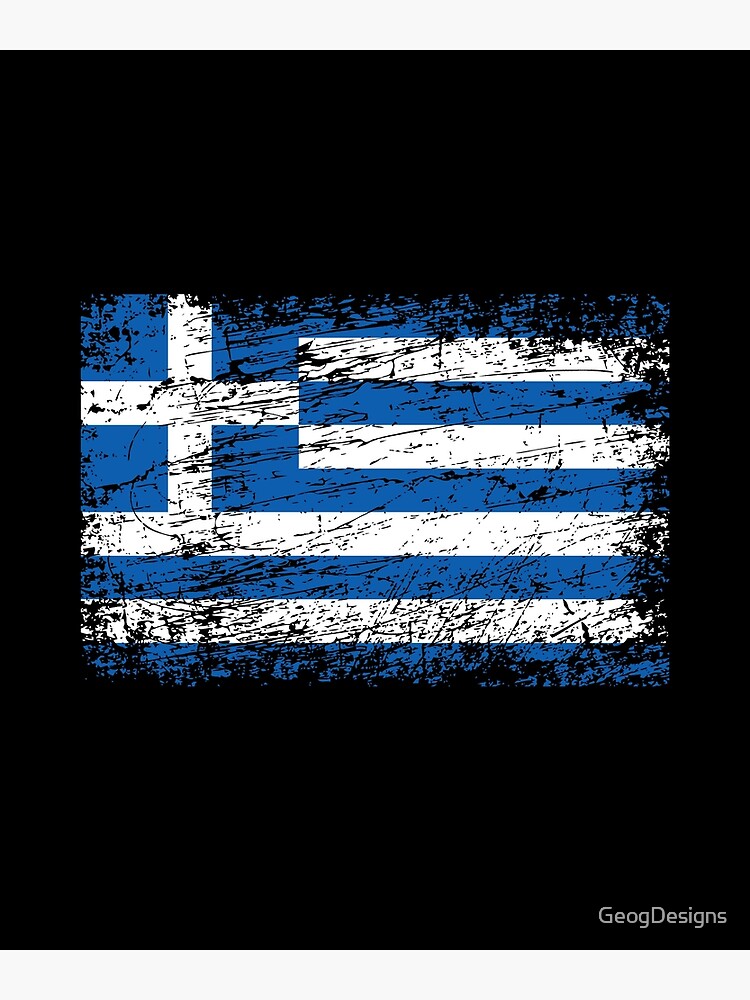 Poster mit Griechenland griechisch Fahne Flagge used-look von