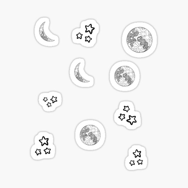 "Moon and stars" Sticker by KumkumGangmei Redbubble