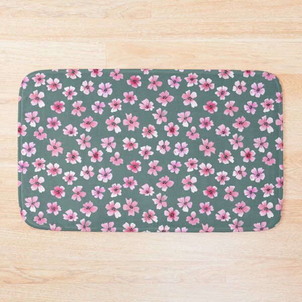 Item preview, Pink flowers pattern on green background designed and sold by Aidi Riera.