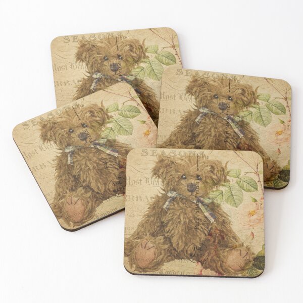 Item preview, Teddy Bear Vintage Postcard Carte Postale Floral Shabby Chic Seasons designed and sold by WizardsWorld.