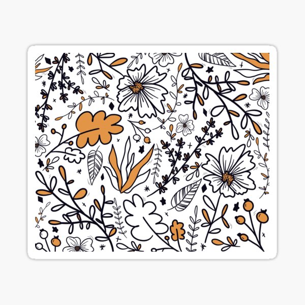 Fleurs moutarde paterne by LaetiArts Sticker