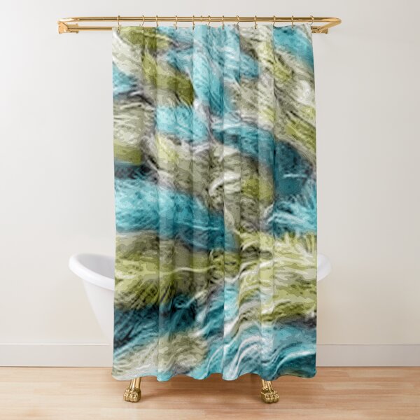 Layered Feathers in Teal and Green Shower Curtain