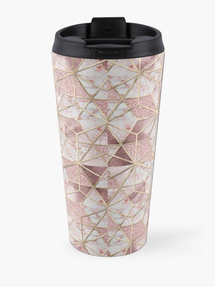 Alternate view of Modern rose gold geometric star flower pattern Travel Mug