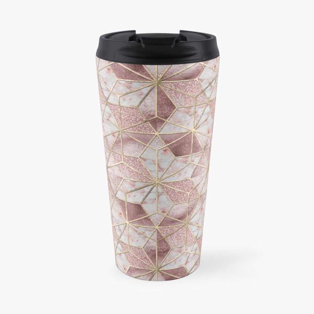 Modern rose gold geometric star flower pattern Travel Mug