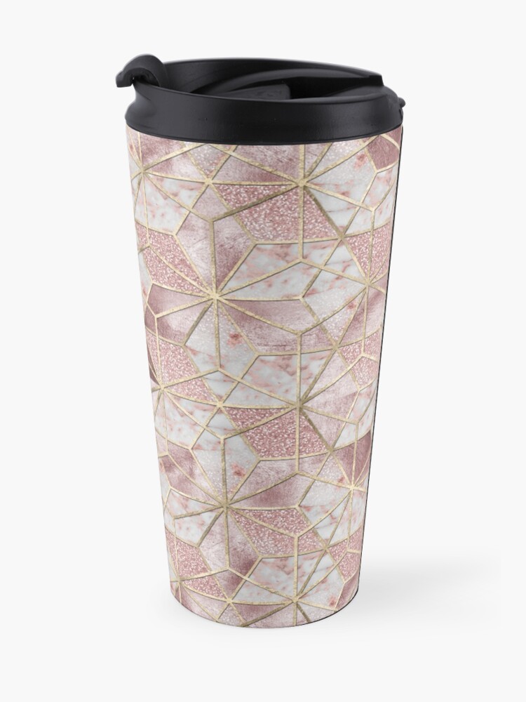 Alternate view of Modern rose gold geometric star flower pattern Travel Mug