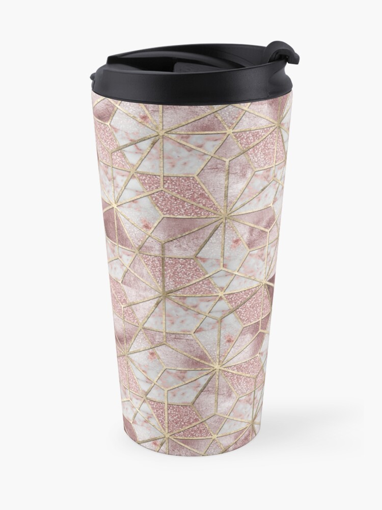 Alternate view of Modern rose gold geometric star flower pattern Travel Mug