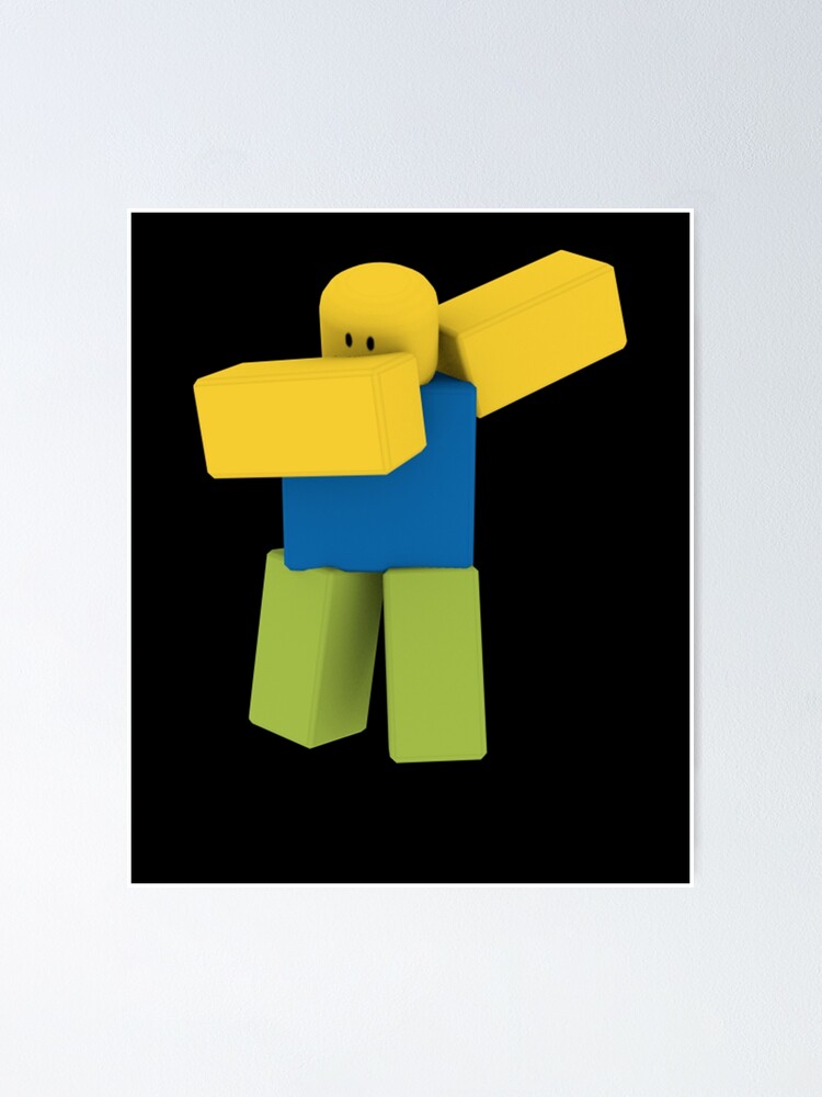 Dabbing Roblox Noob Dab Roblox Poster By Elkevandecastee Redbubble - roblox noob texture