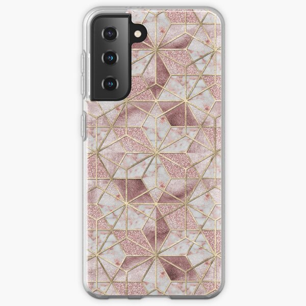 Modern rose gold geometric star flower pattern Samsung Galaxy Soft Case