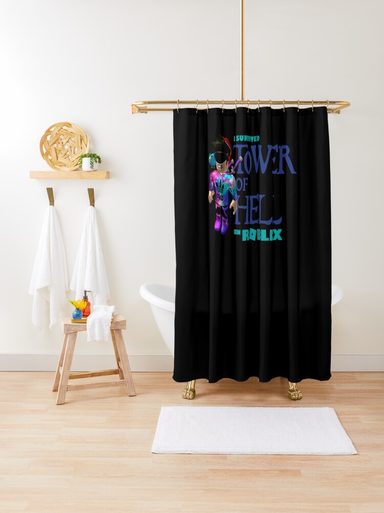 Tower Of Hell Roblox Shower Curtain By Elkevandecastee Redbubble - roblox in the shower
