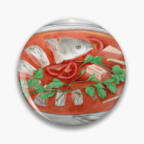 Item preview, Watercolor Illustration of Chinese Cuisine - Fish in Hot and Sour Soup | 酸汤鱼 designed and sold by iswenyi.