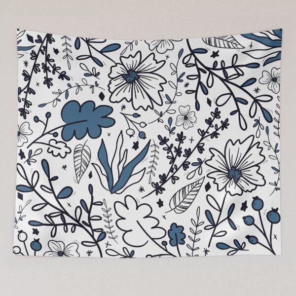 Item preview, Blue flowers pattern by LaetiArts designed and sold by LaetiArts.