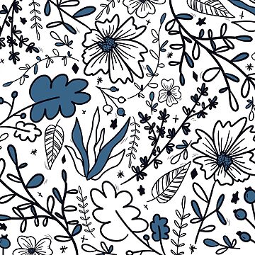 Aperçu de l'œuvre Fleurs bleu foncé paterne by LaetiArts de LaetiArts