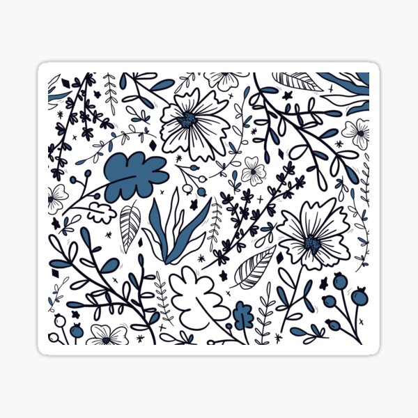 Fleurs bleu foncé paterne by LaetiArts Sticker