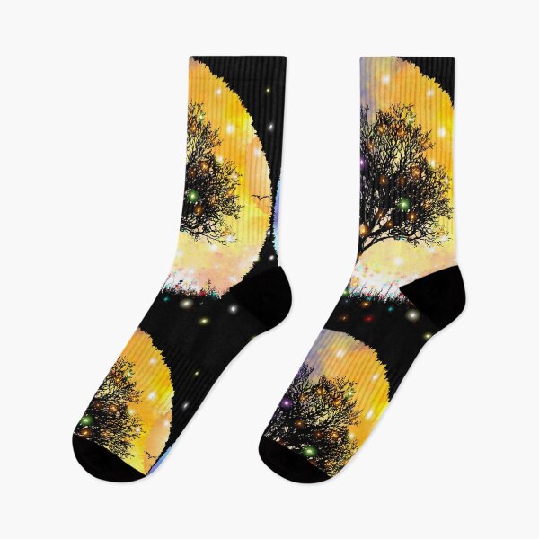 Item preview, Artistic cosmic sky, black silhouette tree and fire flies designed and sold by Something Arty.